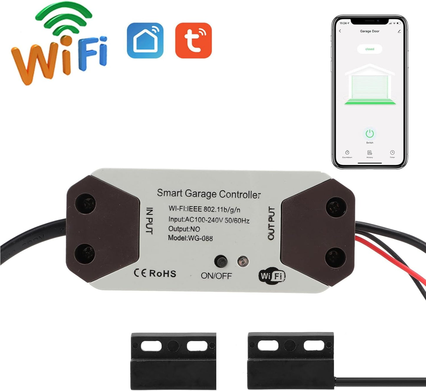 Smart Garage Door Opener Remote, Tuya Smart Life APP Control, Voice APP Remote Control for Google Assistant Intelligent Garage Door Switch(#3)