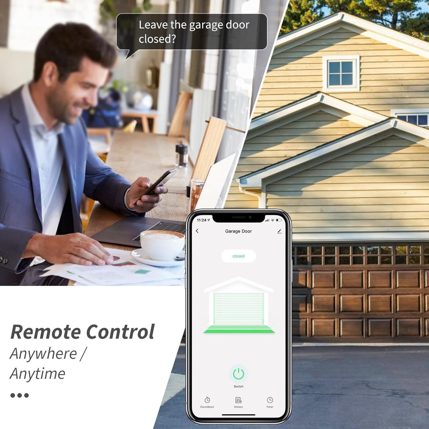 Smart Garage Door Opener Remote, Tuya Smart Life APP Control, Voice APP Remote Control for Google Assistant Intelligent Garage Door Switch(#3)